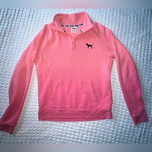 PINK Victoria's Secret Coral Half-Zip Pullover with Dog Emblem